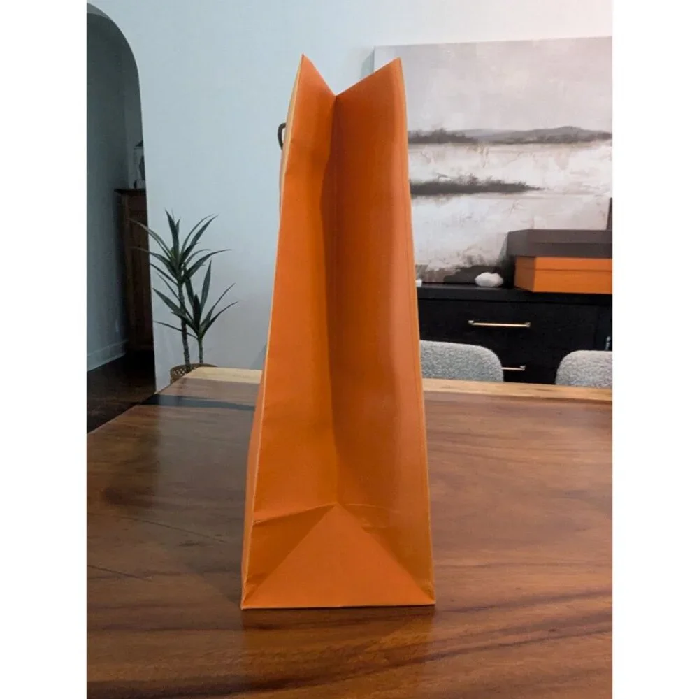 Hermès Orange Paper Shopping Bag With Rope Handles 24 x 18 x 7